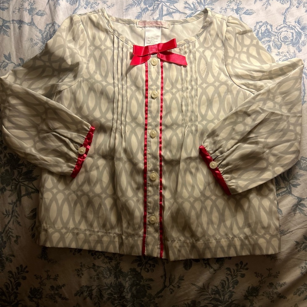 Long Sleeve Shirt ivory with pink details